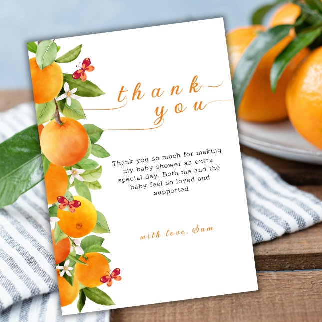 Little Cutie Citrus Orange Clementine Baby Shower Thank You Card (Little Cutie Citrus Orange Clementine Baby Shower Thank You Card)