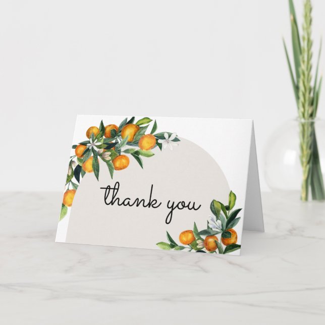 Little Cutie Citrus Orange  Thank You Card (Front)