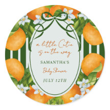 Little Cutie Citrus Oranges Stripes Baby Shower