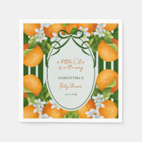 Little Cutie Citrus Oranges Stripes Baby Shower 