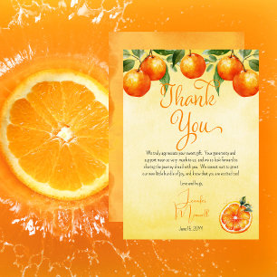 Little Cutie Citrus Watercolor Baby Shower Thank You Card