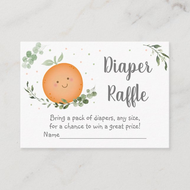 Little Cutie Clementine Baby Shower Diaper Raffle Enclosure Card (Front)
