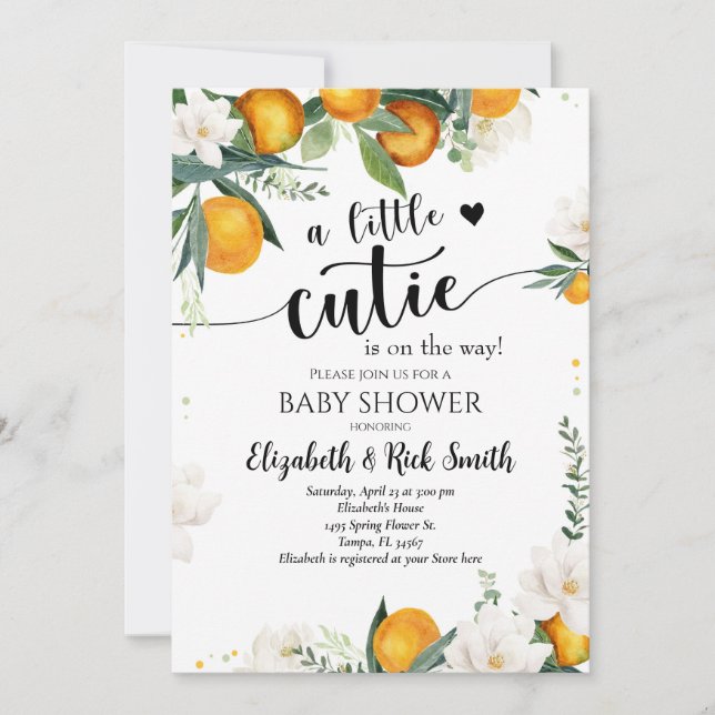 Little Cutie Clementine Baby Shower Gender Neutral Invitation (Front)