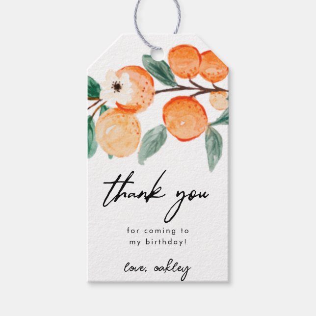 Little Cutie Clementine Birthday Favour Tags (Front)