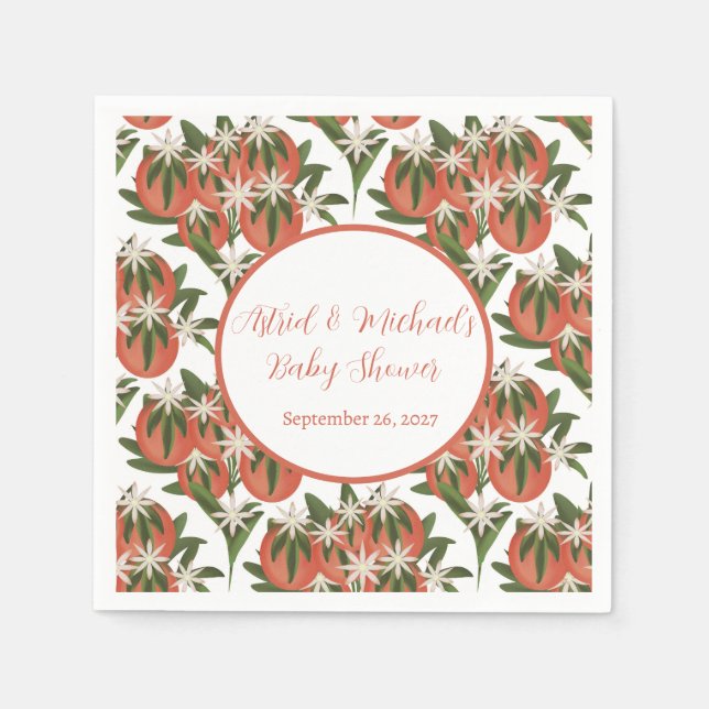 Little Cutie Clementine | Citrus Baby Shower Napkin (Front)