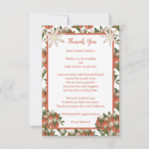 Little Cutie Clementine Citrus Baby Shower Thank You Card