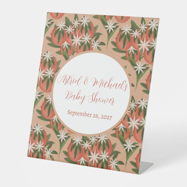 Little Cutie Clementine | Citrus Theme Baby Shower Pedestal Sign (Front)