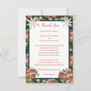 Little Cutie Clementine Citrus Theme Baby Shower Thank You Card