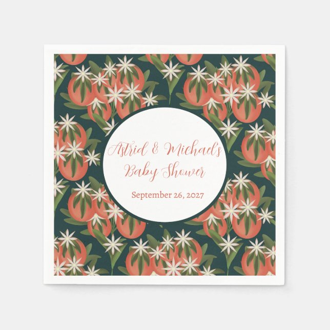 Little Cutie Clementine Green Neutral Baby Shower Napkin (Front)