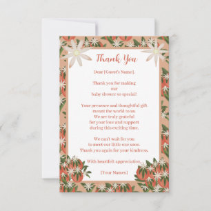 Little Cutie Clementine Pink Girl Baby Shower Thank You Card