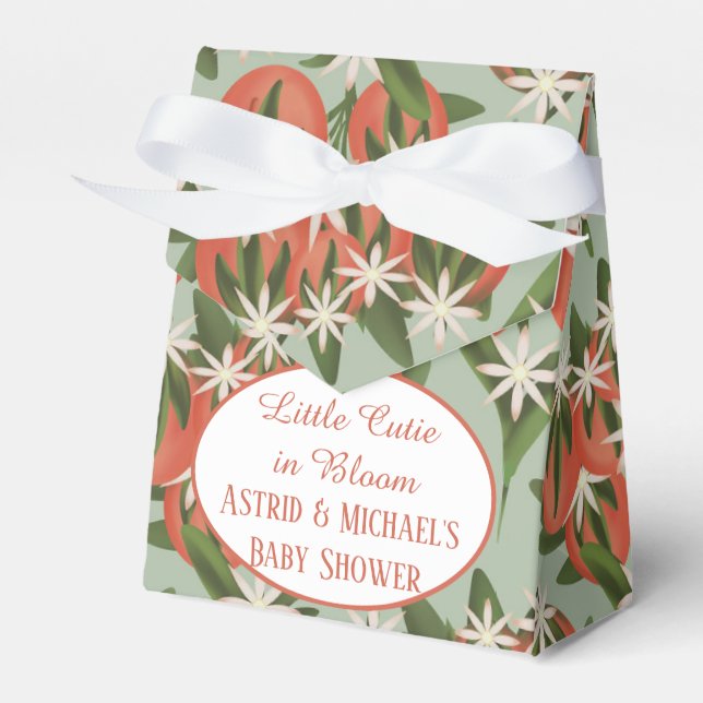 Little Cutie Clementine Sage| Citrus Baby Shower Favour Box (Front Side)