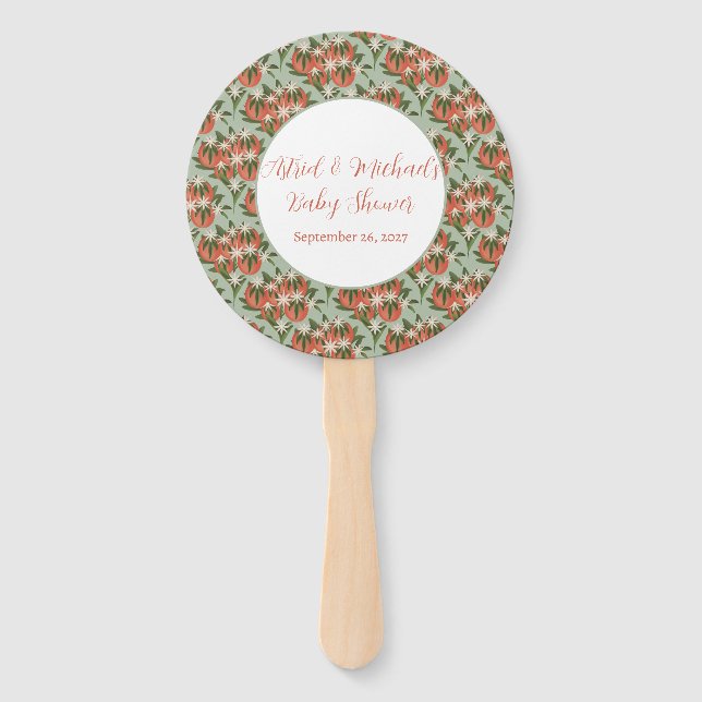 Little Cutie Clementine Sage | Citrus Baby Shower Hand Fan (Front)