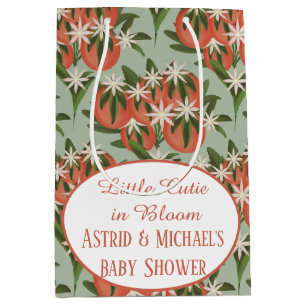Little Cutie Clementine Sage  Citrus Baby Shower Medium Gift Bag