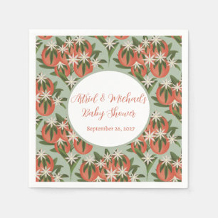 Little Cutie Clementine Sage Citrus Baby Shower Napkin