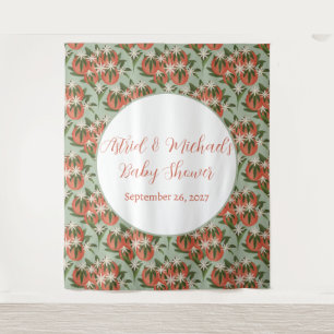 Little Cutie Clementine Sage   Citrus Baby Shower Tapestry