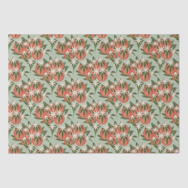 Little Cutie Clementine Sage Tissue Paper (Front)