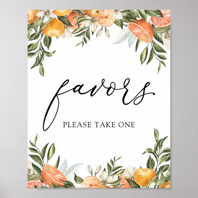 Little Cutie Clementines and Greenery Favours Sign (Front)