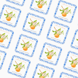 Little Cutie   Clementines & Tiles Baby Shower Square Sticker