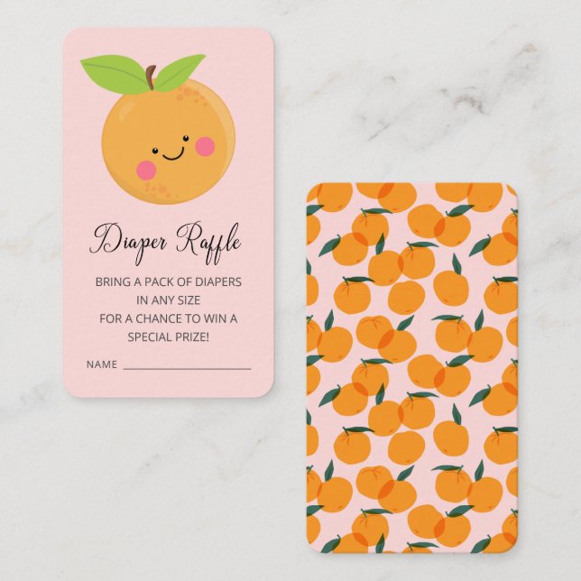 Little Cutie Diaper Raffle Ticket  Enclosure Card (Front/Back)