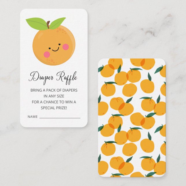 Little Cutie Diaper Raffle Ticket  Enclosure Card (Front/Back)