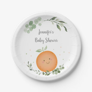 Little Cutie Greenery Baby Shower Paper Plate