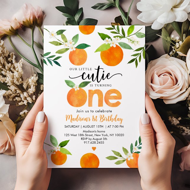 Little Cutie Greenery Floral First Birthday Invitation (Creator Uploaded)