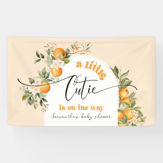 Little cutie is on the way citrus baby shower banner (Horizontal)
