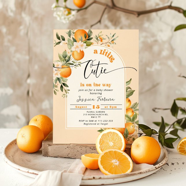 Little cutie is on the way citrus baby shower  invitation (Creator Uploaded)