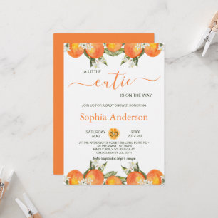 Little Cutie is on the way Orange Baby Shower Invitation