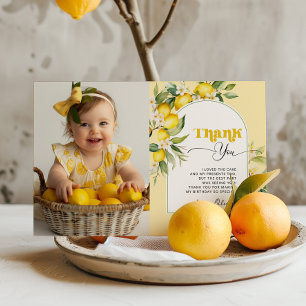 Little Cutie lemon birthday party photo thank you Invitation