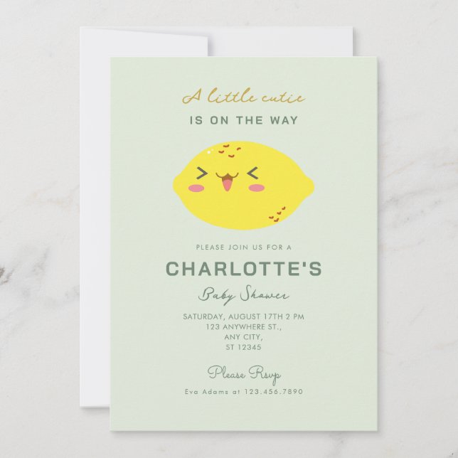 Little Cutie Lemon Citrus Baby Shower Invitation (Front)