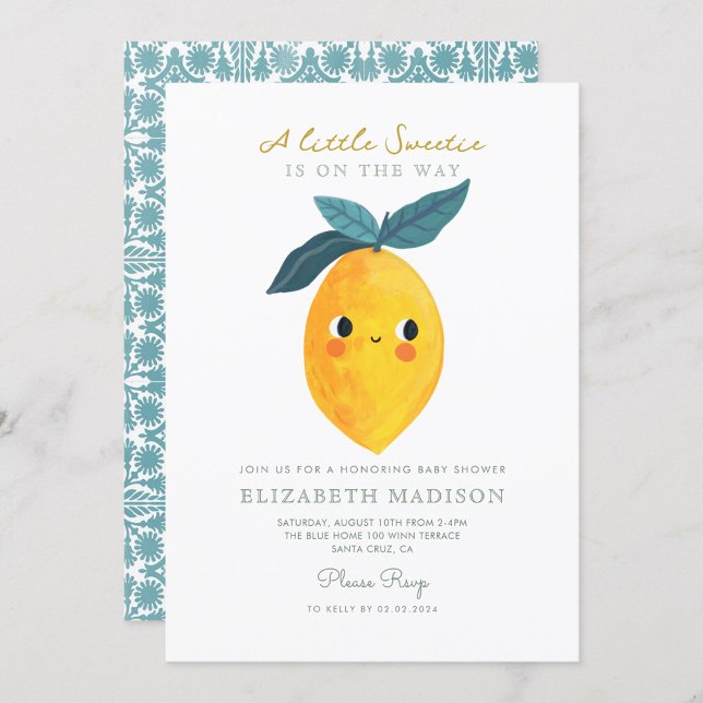 Little Cutie Lemon Citrus  Baby Shower Invitation (Creator Uploaded)