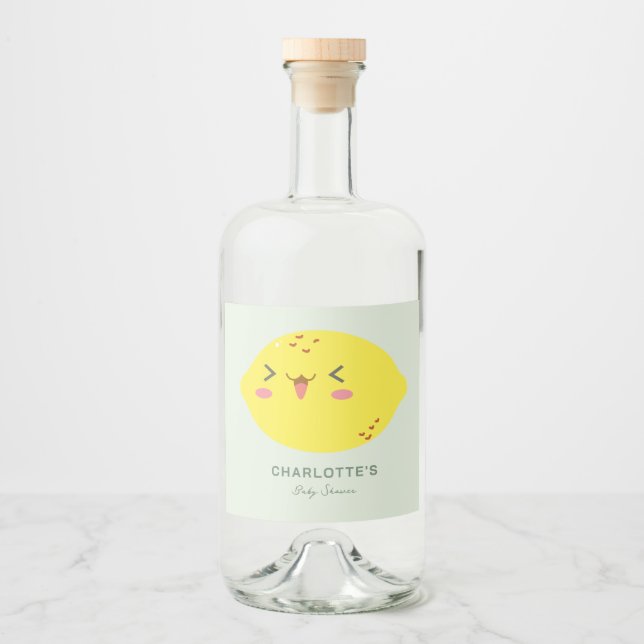 Little Cutie Lemon Citrus Baby Shower Liquor Bottle Label (Front)