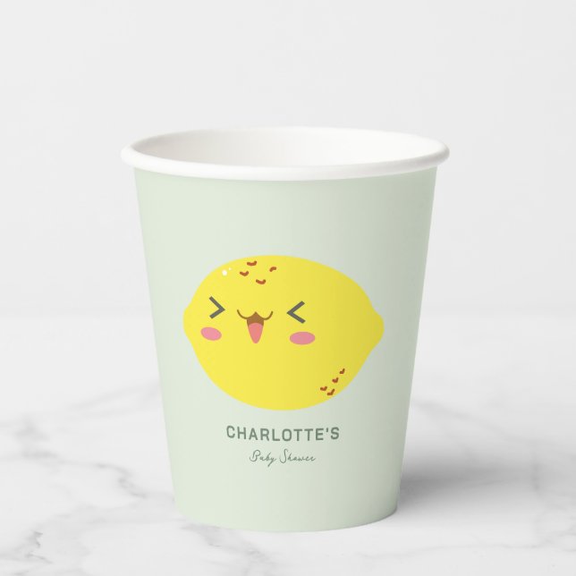 Little Cutie Lemon Citrus Baby Shower Paper Cups (Front)