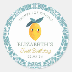 Little Cutie Lemon Citrus Birthday  Classic Round Sticker