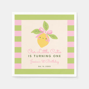 Little Cutie Lemon Fruit Retro 1st Birthday Napkin