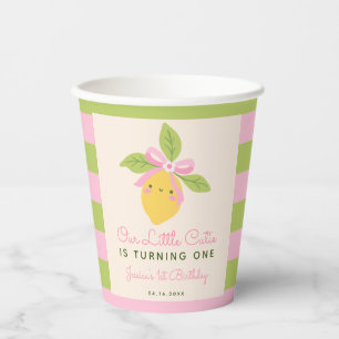 Little Cutie Lemon Fruit Retro 1st Birthday Paper Cups