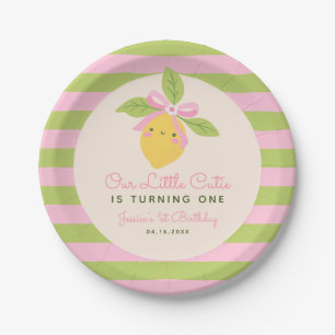 Little Cutie Lemon Fruit Retro 1st Birthday Paper Plate