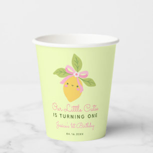 Little Cutie Lemon Mint Green Cute 1st Birthday Paper Cups