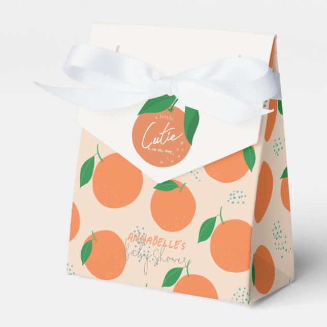 Little Cutie Modern Orange Baby Shower Favour Box (Front Side)