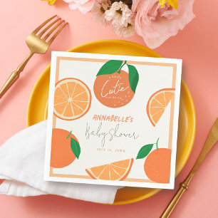 Little Cutie Modern Orange Baby Shower Napkin