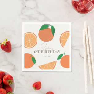 Little Cutie Modern Orange Birthday Napkin
