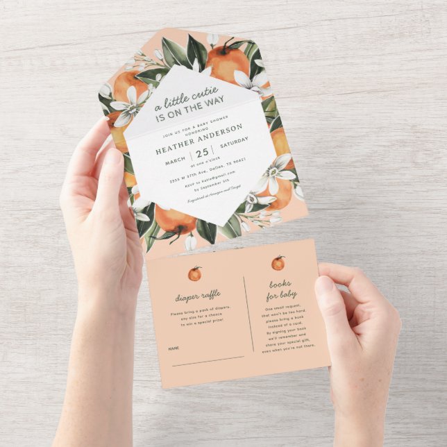 Little Cutie On The Way Baby Shower All In One Invitation (Tearaway)