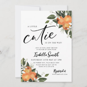 Little Cutie On The Way Citrus Orange Baby Shower Invitation