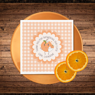 Little Cutie On the way   Cute Orange Baby Shower  Napkin