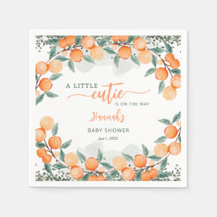 Little Cutie On The Way Orange Baby Shower Napkin