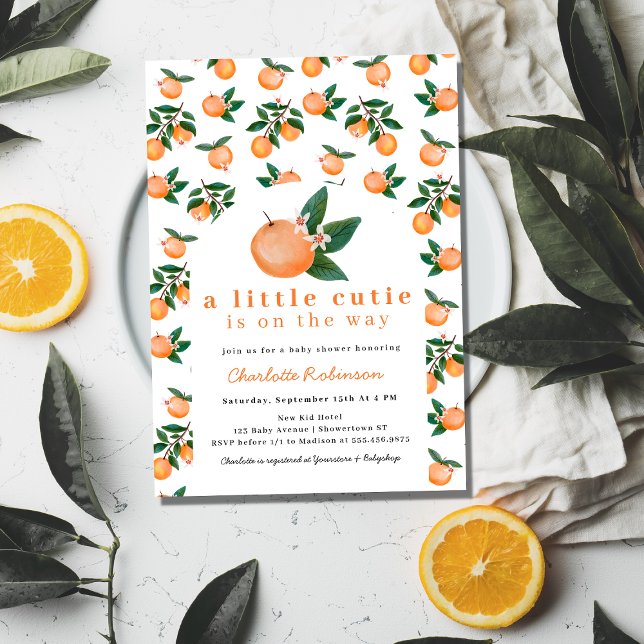 Little Cutie On The Way Orange Invitation (Creator Uploaded)