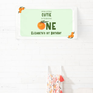 Little Cutie Orange 1st Birthday Banner