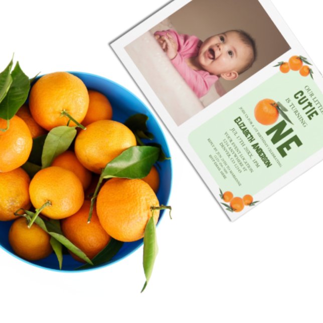 Little Cutie Orange 1st Birthday Invitation (Creator Uploaded)