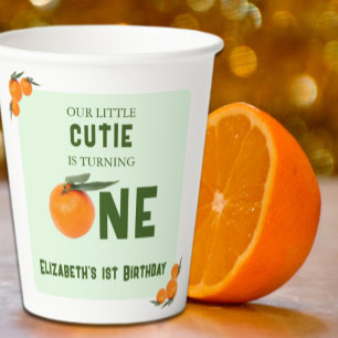 Little Cutie Orange 1st Birthday Paper Cups